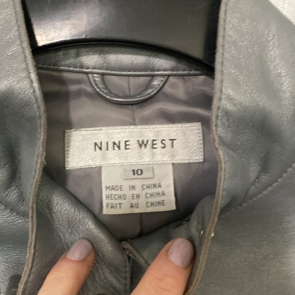 Nine West Silver Grey Leather Jacket - Picture 3 of 4